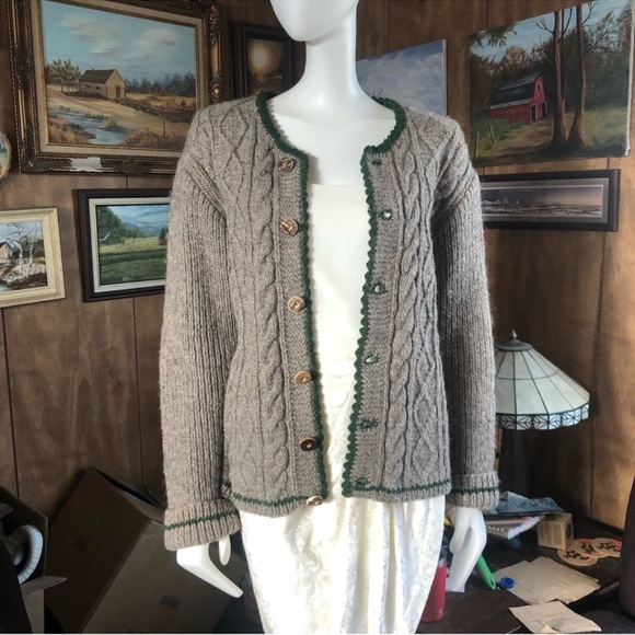 Vintage Handmade Wool Sweater Knit Cardigan - Picture 9 of 10